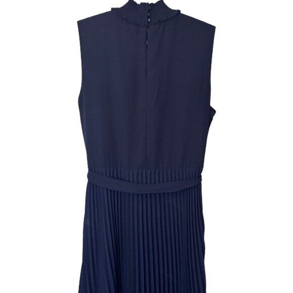 Nannette Nanette Lepore sleeveless pleated midi dress navy blue women's size 8 - Picture 9 of 11
